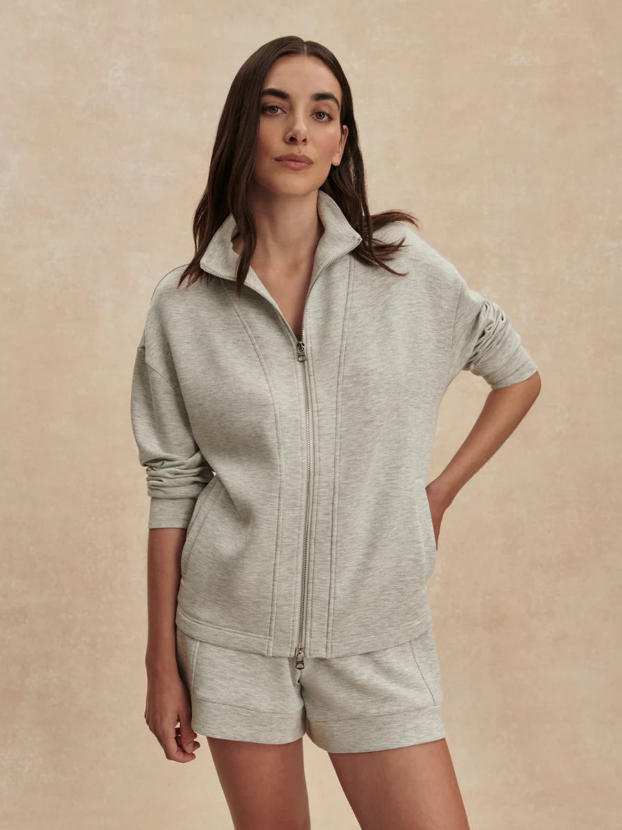 Arlene Zip Through Sweatshirt - light grey marl