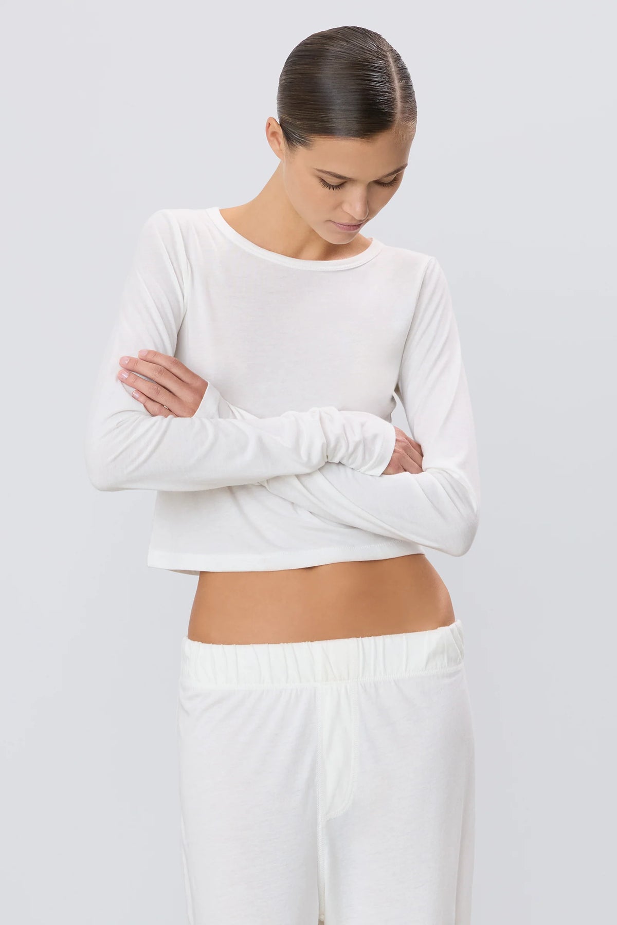 Long Sleeve Baby Tee in Ivory
