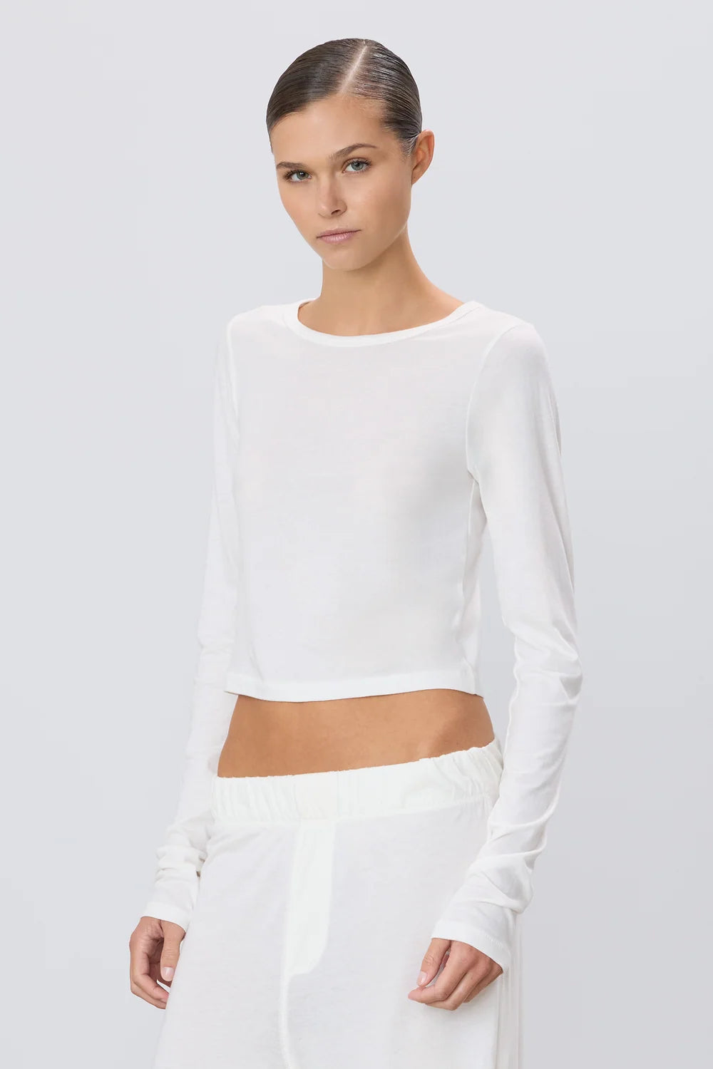 Long Sleeve Baby Tee in Ivory